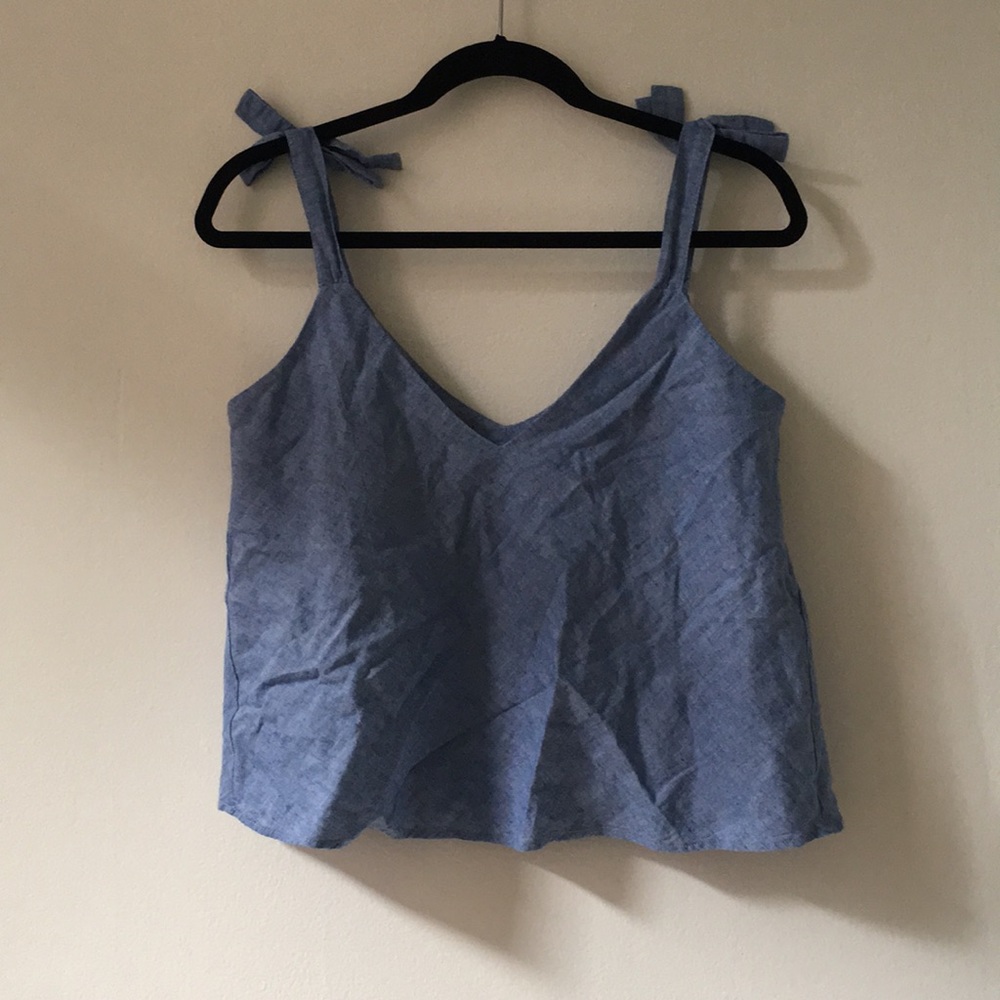 Zara chambray tank with tie shoulders